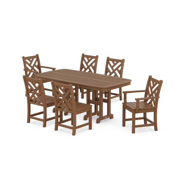 POLYWOOD Chippendale 7-Piece Dining Set in Teak