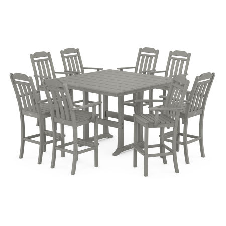 Country Living 9-Piece Farmhouse Bar Set with Trestle Legs in Slate Grey