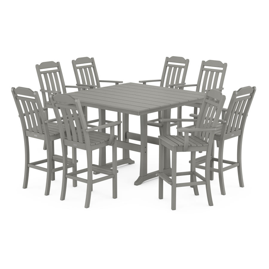 POLYWOOD Country Living 9-Piece Farmhouse Bar Set with Trestle Legs