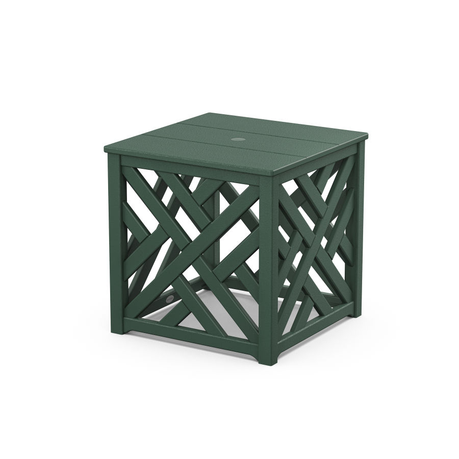 POLYWOOD Chippendale Umbrella Stand Accent Table in Green
