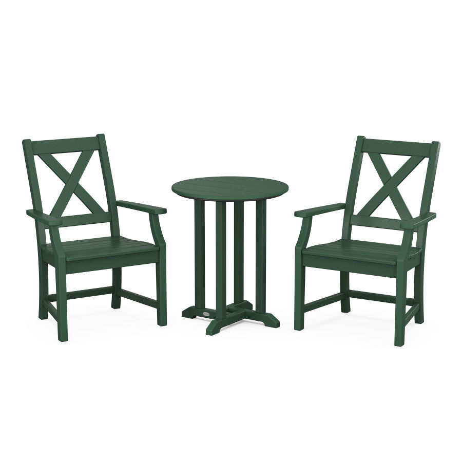 POLYWOOD Braxton 3-Piece Round Dining Set in Green