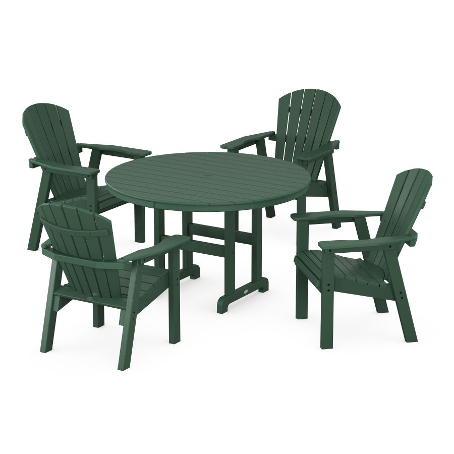 POLYWOOD Seashell 5-Piece Round Dining Set in Green