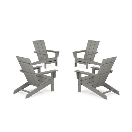 POLYWOOD 4-Piece Modern Studio Adirondack Chair Conversation Set in Slate Grey