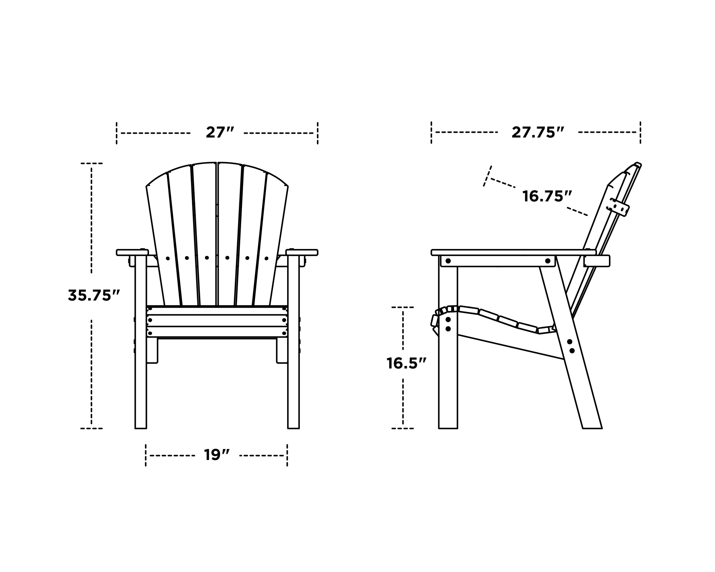 Dimensions for Seashell Dining Chair