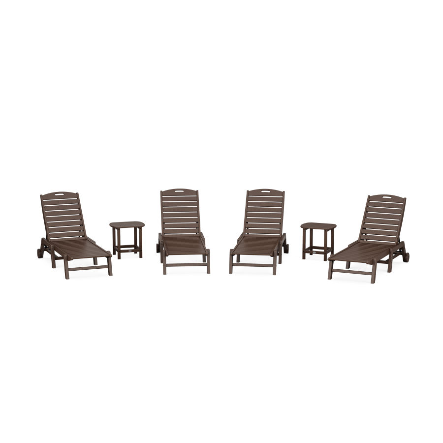 POLYWOOD Nautical Chaise 6-Piece Set with Wheels in Mahogany