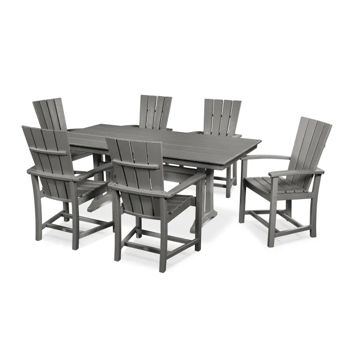 POLYWOOD Quattro 7-Piece Farmhouse Dining Set with Trestle Legs