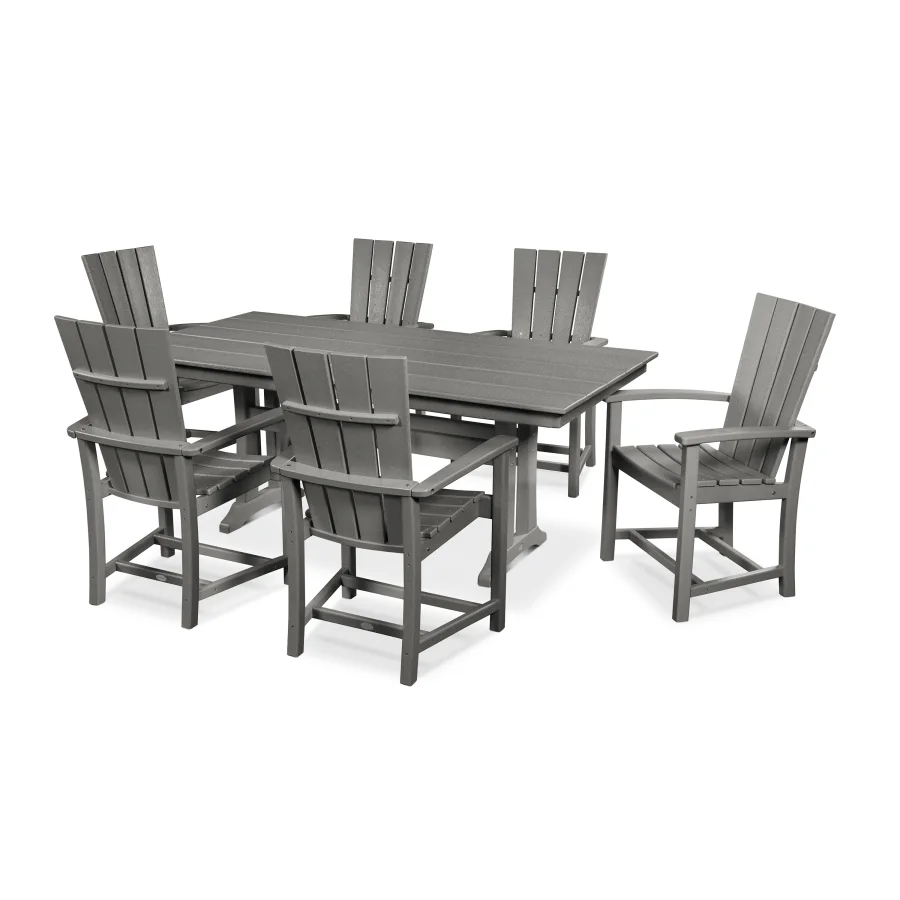 POLYWOOD Quattro 7-Piece Farmhouse Dining Set with Trestle Legs