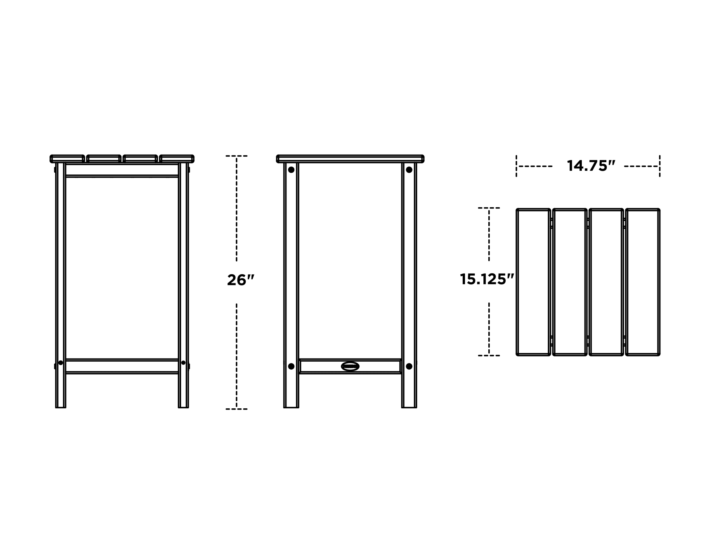 Dimensions for Long Island 26" Counter Side Table
