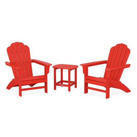 POLYWOOD Country Living Adirondack Chair 3-Piece Set in Sunset Red