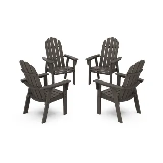 POLYWOOD Vineyard 4-Piece Curveback Upright Adirondack Conversation Set in Vintage Finish