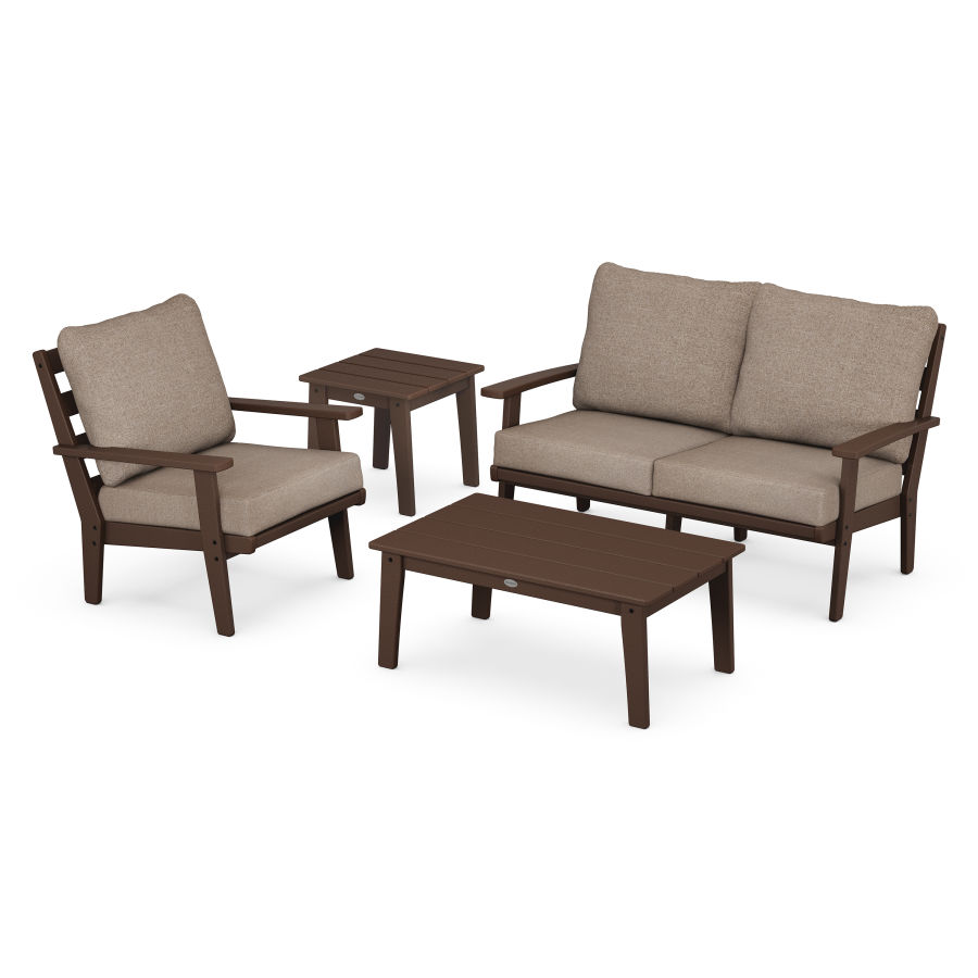 POLYWOOD Grant Park 4-Piece Deep Seating Set in Mahogany / Spiced Burlap