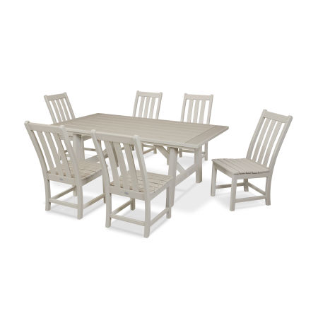 Vineyard 7-Piece Rustic Farmhouse Side Chair Dining Set in Sand
