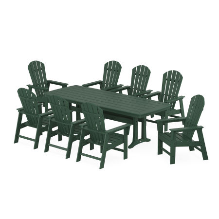 South Beach 9-Piece Dining Set with Trestle Legs in Green