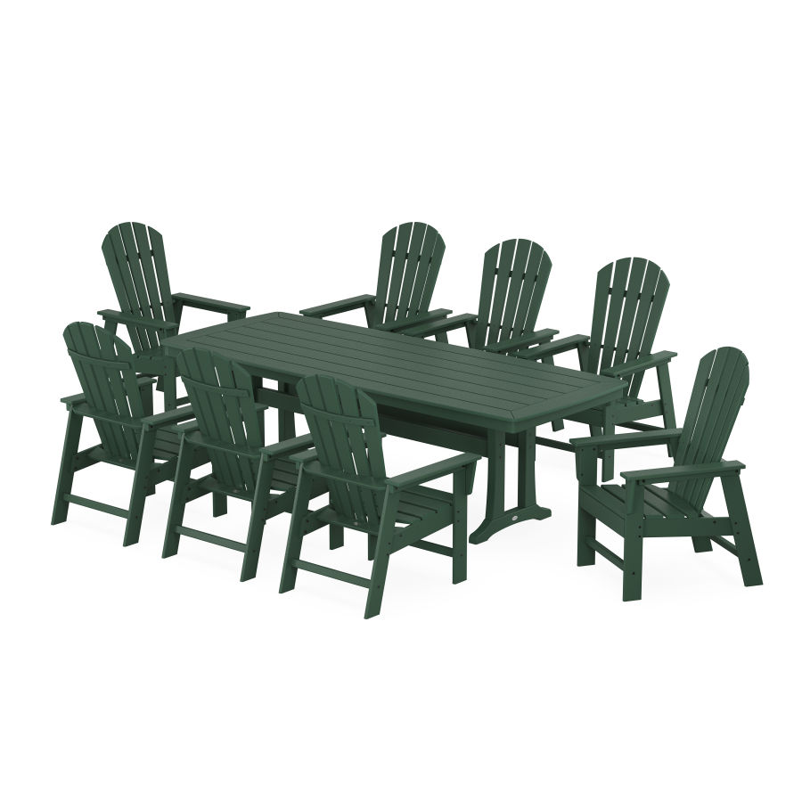 POLYWOOD South Beach 9-Piece Dining Set with Trestle Legs in Green