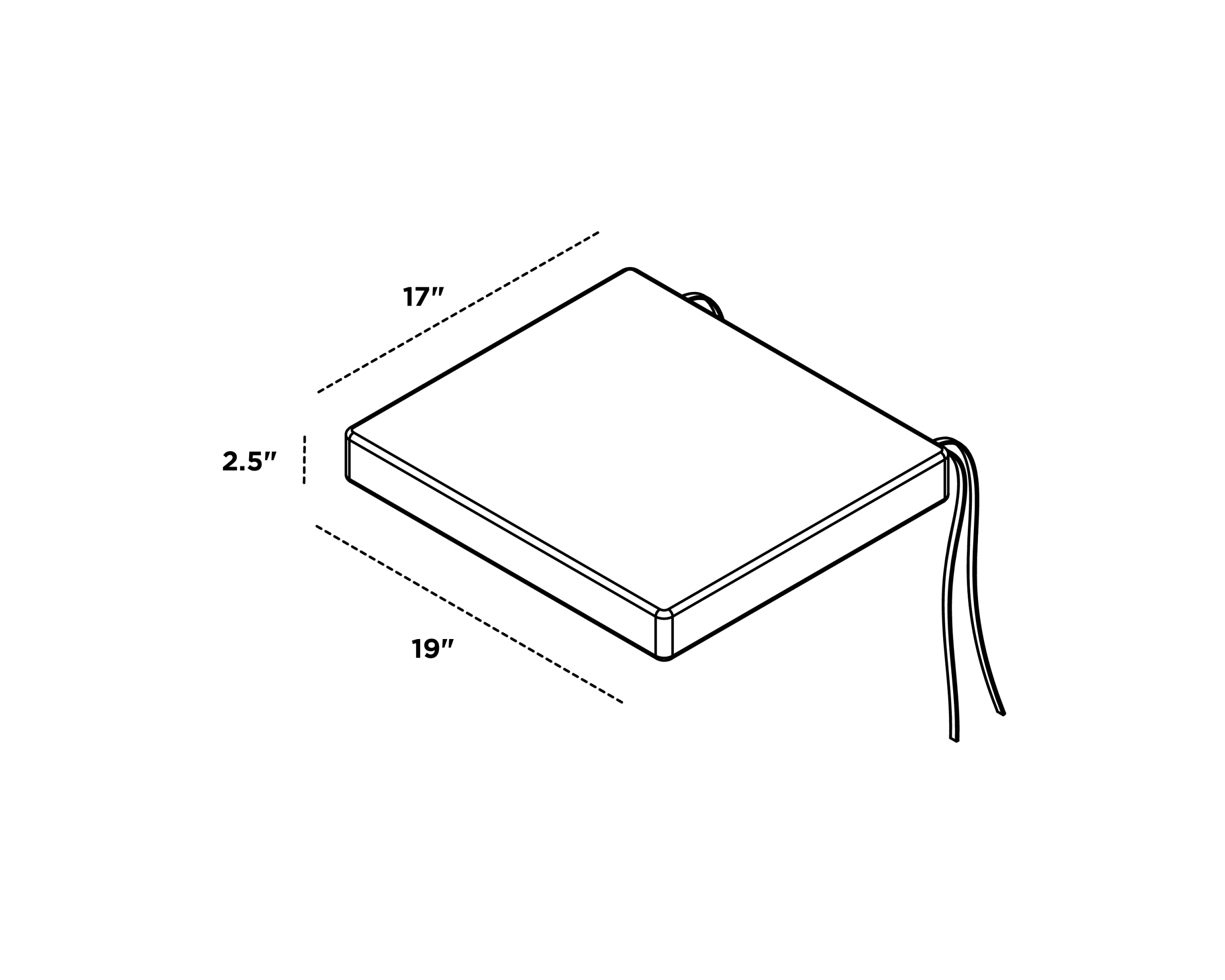 Dimensions for Ateeva 19" x 17" Outdoor Seat Cushion by POLYWOOD