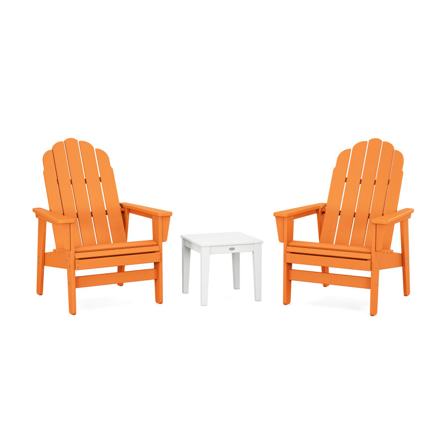 POLYWOOD 3-Piece Vineyard Grand Upright Adirondack Set in Tangerine / White