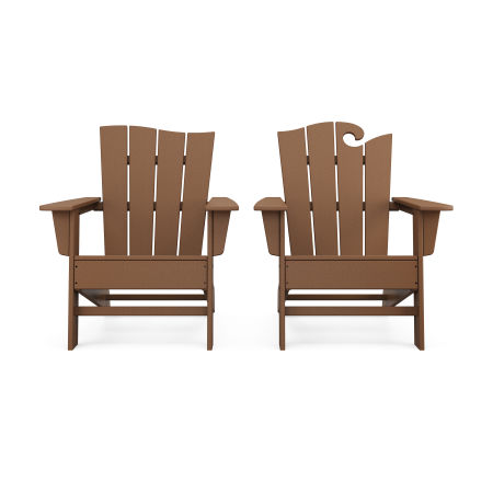 POLYWOOD Wave 2-Piece Adirondack Set with The Wave Chair Left in Teak
