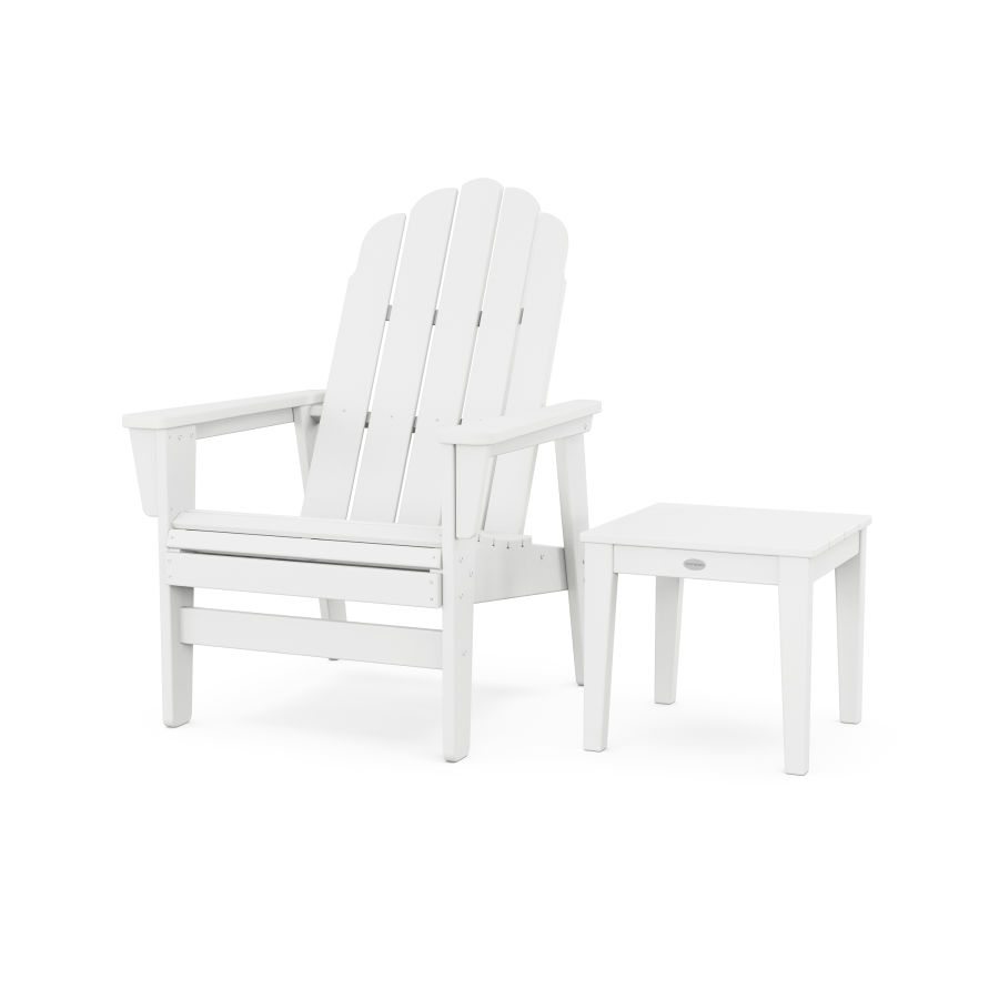 POLYWOOD Vineyard Grand Upright Adirondack Chair with Side Table in White