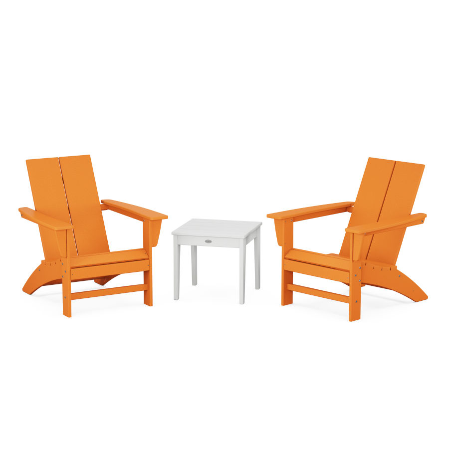 POLYWOOD Country Living Modern Adirondack Chair 3-Piece Set in Tangerine