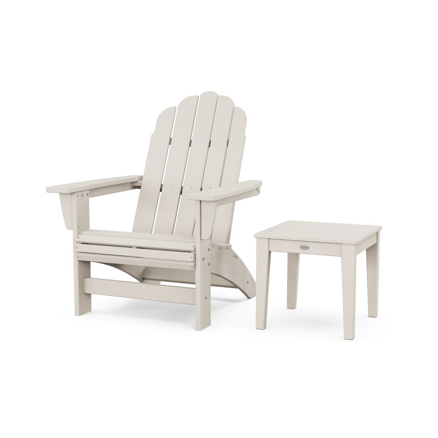 POLYWOOD Vineyard Grand Adirondack Chair with Side Table in Sand