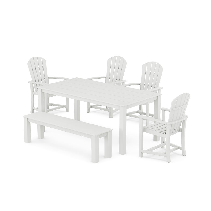 POLYWOOD Palm Coast 6-Piece Parsons Dining Set with Bench in White
