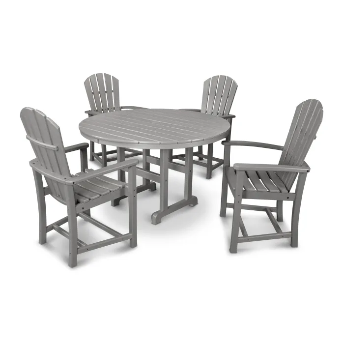 POLYWOOD Palm Coast 5-Piece Round Farmhouse Dining Set