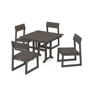 POLYWOOD EDGE Side Chair 5-Piece Farmhouse Dining Set in Vintage Finish