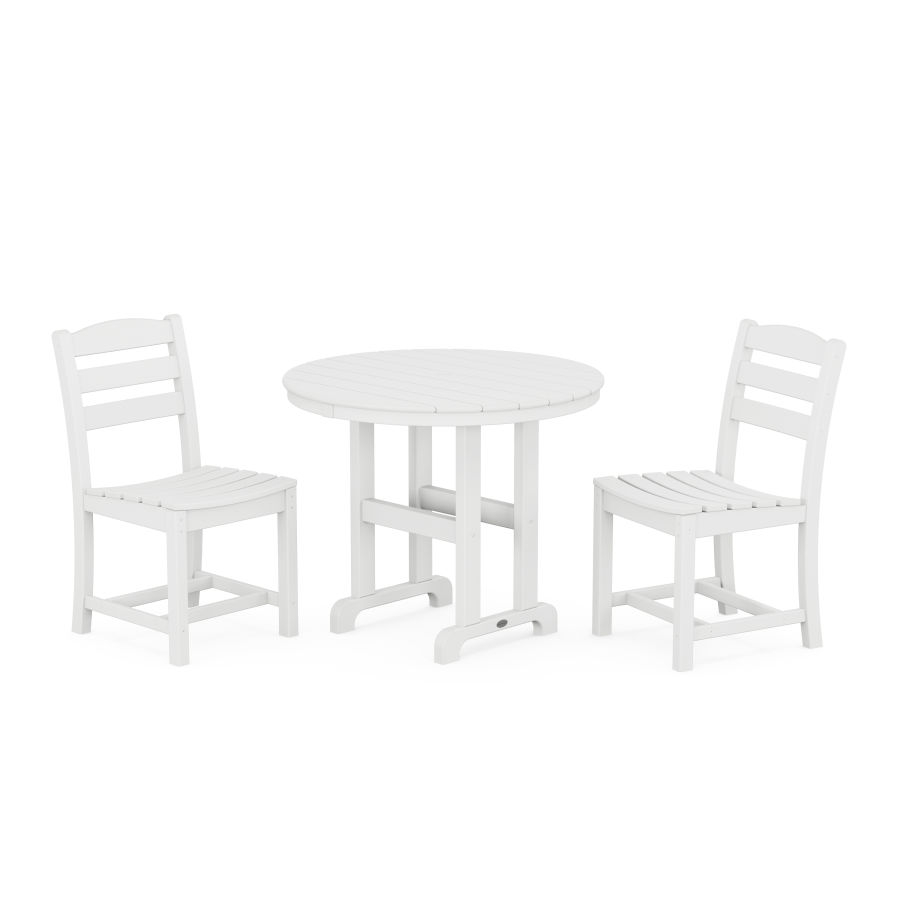 POLYWOOD La Casa Café Side Chair 3-Piece Round Dining Set in White