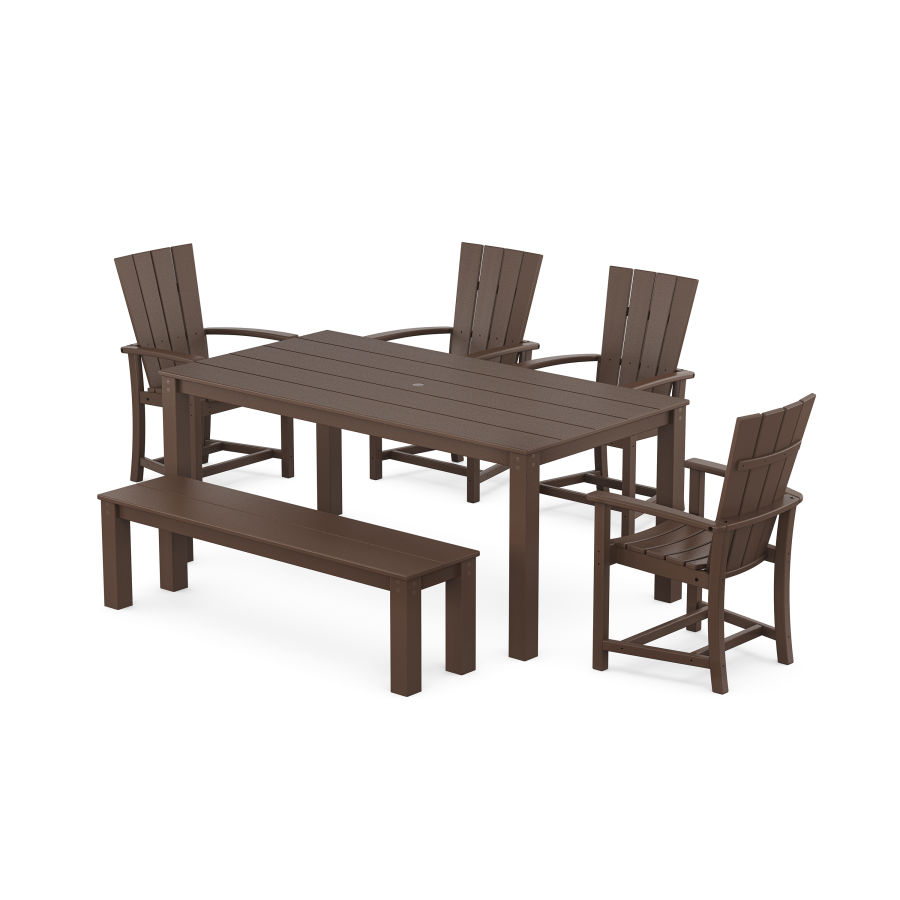 POLYWOOD Quattro 6-Piece Parsons Dining Set with Bench in Mahogany