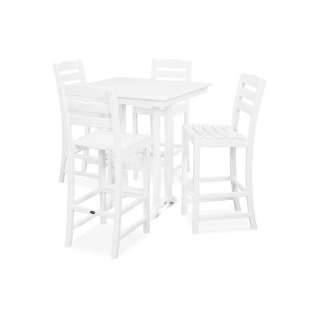 POLYWOOD La Casa Café 5-Piece Farmhouse Bar Set in White