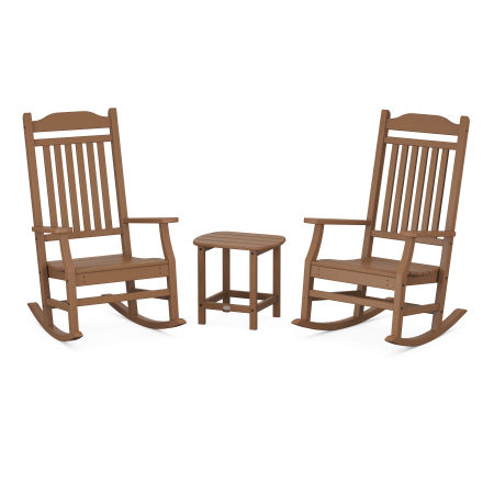 POLYWOOD Country Living Rocking Chair 3-Piece Set in Teak