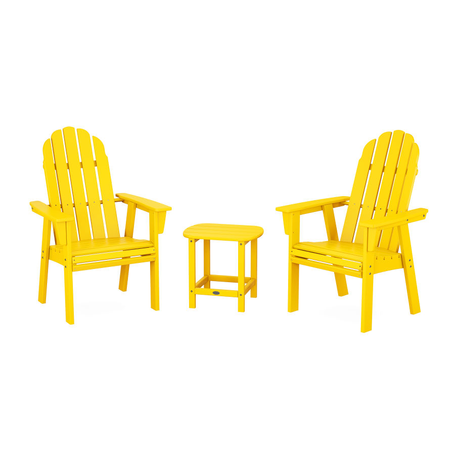 POLYWOOD Vineyard 3-Piece Curveback Upright Adirondack Chair Set in Lemon