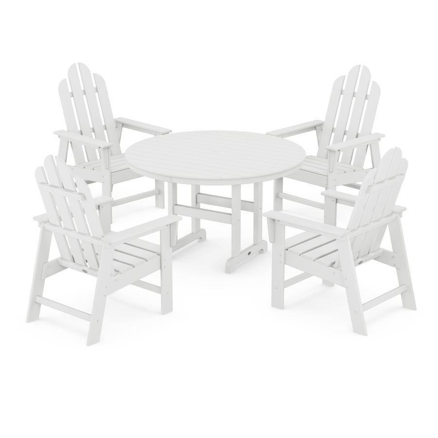 POLYWOOD Long Island 5-Piece Round Farmhouse Dining Set in White