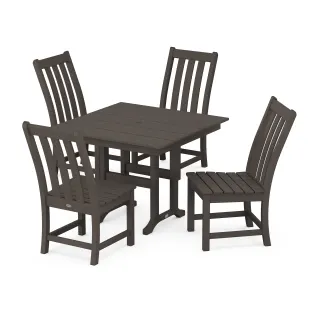 POLYWOOD Vineyard Side Chair 5-Piece Farmhouse Dining Set in Vintage Finish