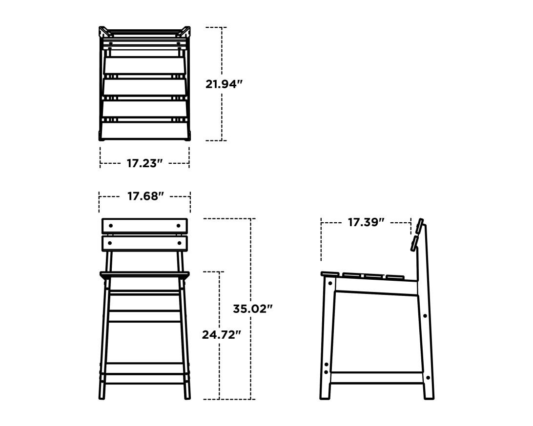 Dimensions for Modern Studio Plaza Lowback Counter Chair