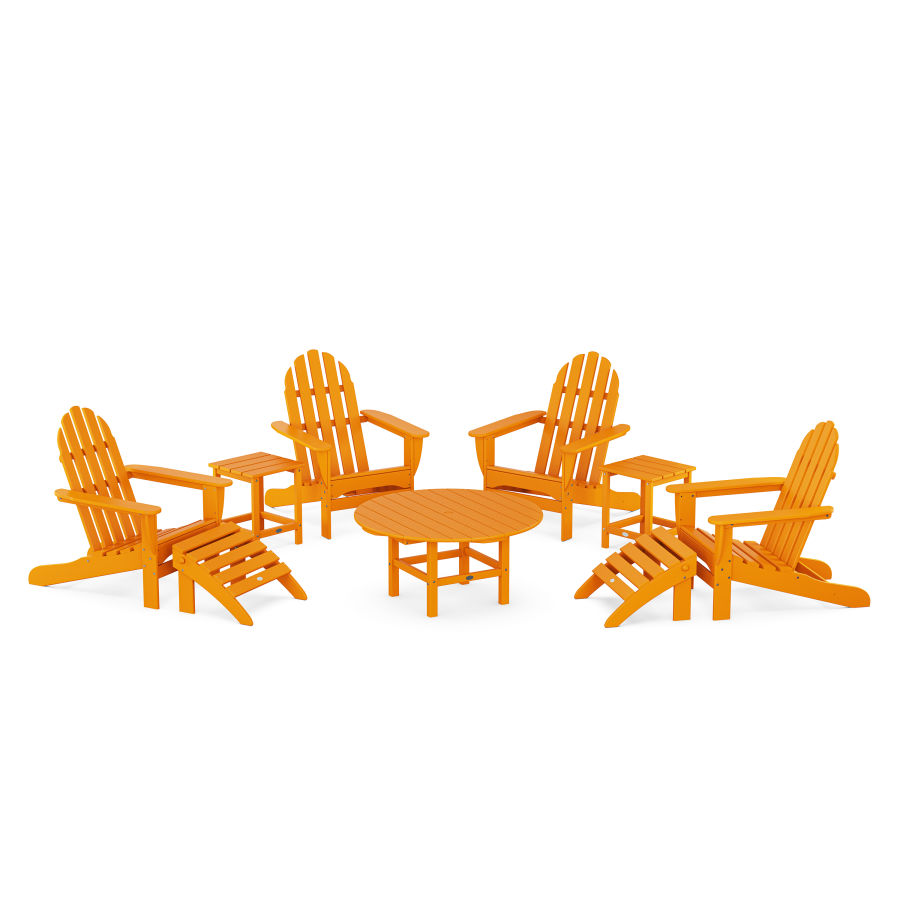 POLYWOOD Classic Adirondack Chair 9-Piece Conversation Set in Tangerine
