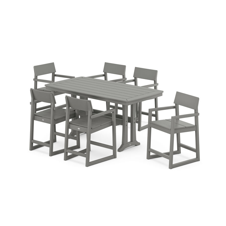POLYWOOD EDGE Arm Chair 7-Piece Counter Set with Trestle Legs