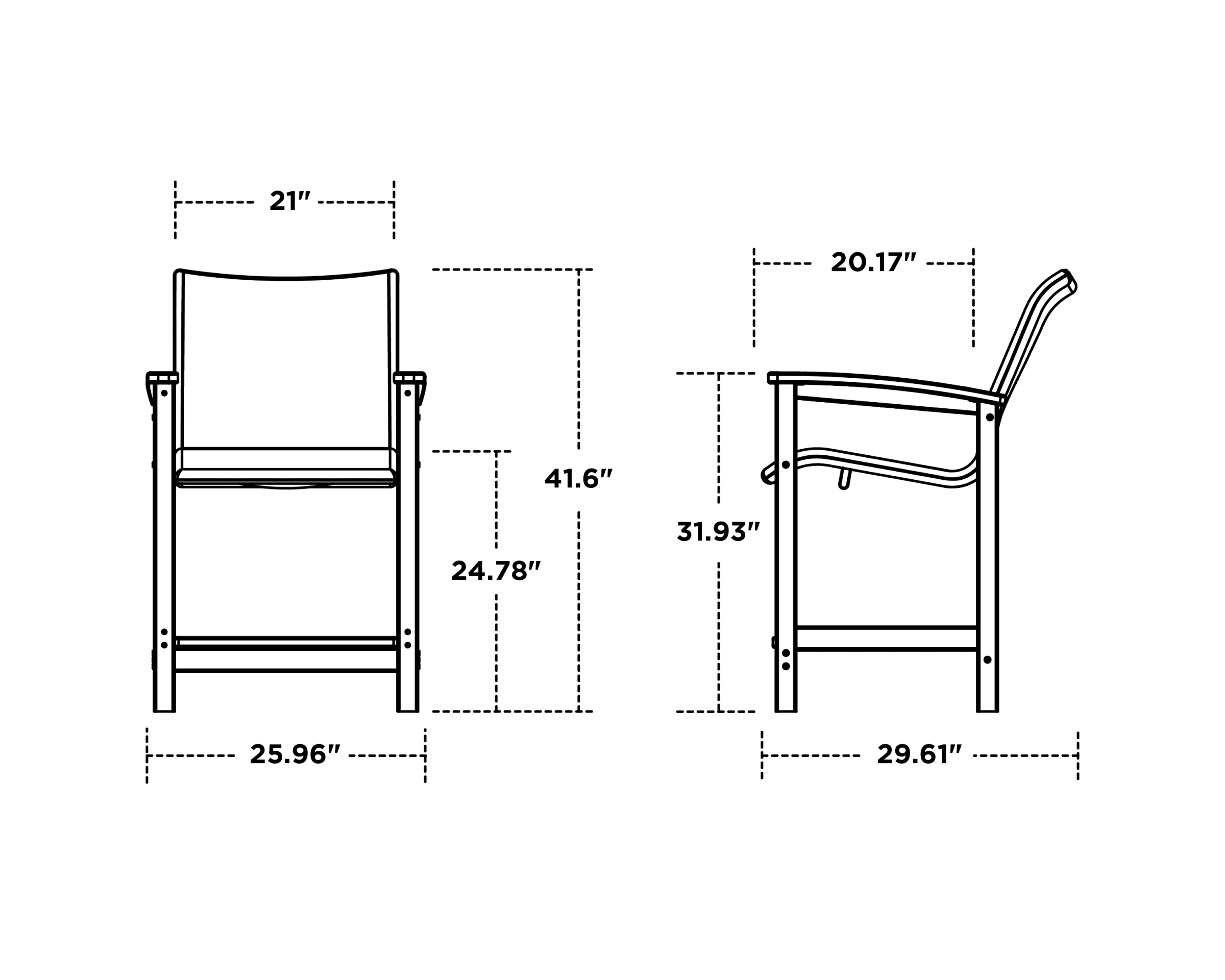 Dimensions for Coastal Woven Counter Chair