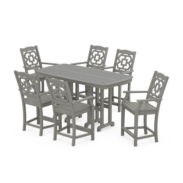 POLYWOOD Chinoiserie Arm Chair 7-Piece Counter Set