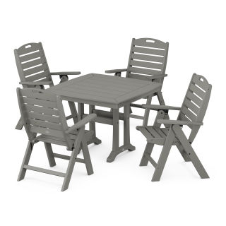 Nautical Highback 5-Piece Dining Set with Trestle Legs