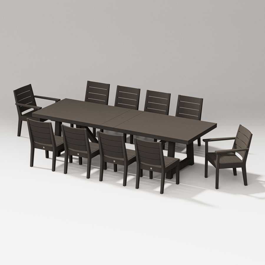 POLYWOOD Latitude 11-Piece A-Frame Table Dining Set in Vintage Coffee