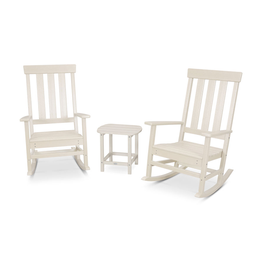 POLYWOOD Portside 3-Piece Porch Rocking Chair Set in Sand