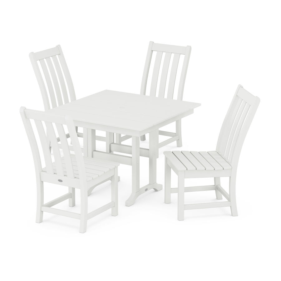 POLYWOOD Vineyard Side Chair 5-Piece Farmhouse Dining Set in Vintage White