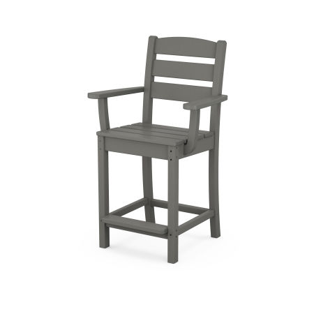 POLYWOOD Lakeside Counter Arm Chair in Slate Grey