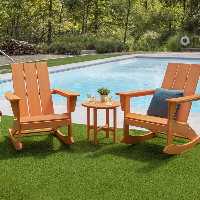 Vineyard Curveback 3-Piece Adirondack Rocking Chair Set