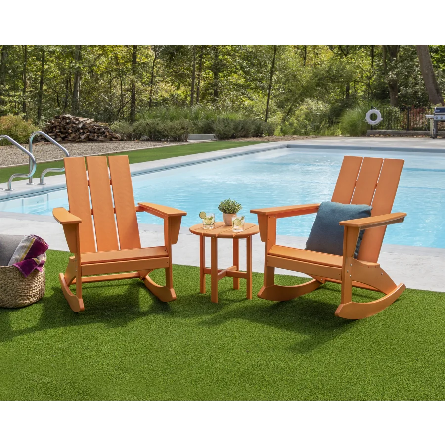 Modern 3-Piece Adirondack Rocking Chair Set