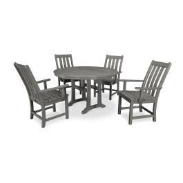 POLYWOOD® Vineyard 5-Piece Round Dining Set with Trestle Legs - PWS347-1