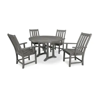 POLYWOOD Vineyard 5-Piece Round Dining Set with Trestle Legs