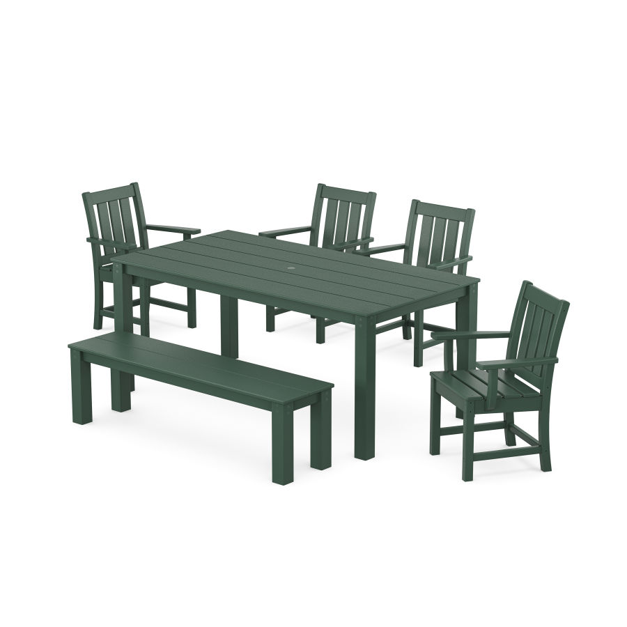 POLYWOOD Oxford 6-Piece Parsons Dining Set with Bench in Green