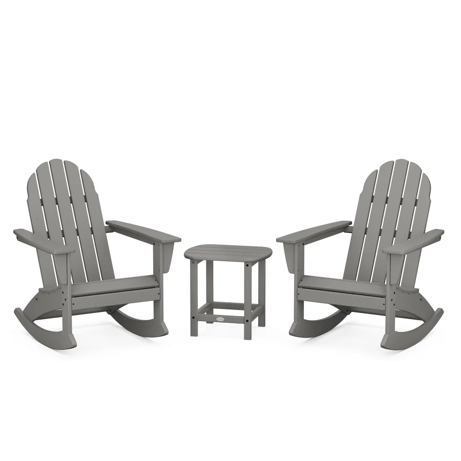 POLYWOOD Vineyard 3-Piece Adirondack Rocking Chair Set with South Beach 18" Side Table